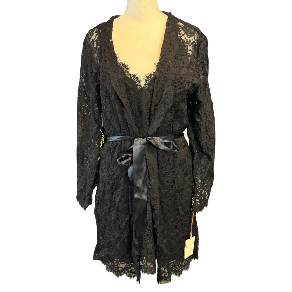Vintage 90s Victoria’s Secret Collection Black Lace Robe Set RARE Small Batch - Picture 9 of 14